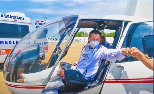 En helicóptero volvió a Santa Elena ciclista que fue atropellado y que ahora se recupera