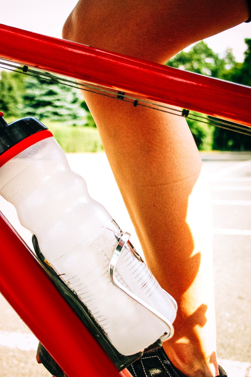 Mountain bike frame with a water bottle