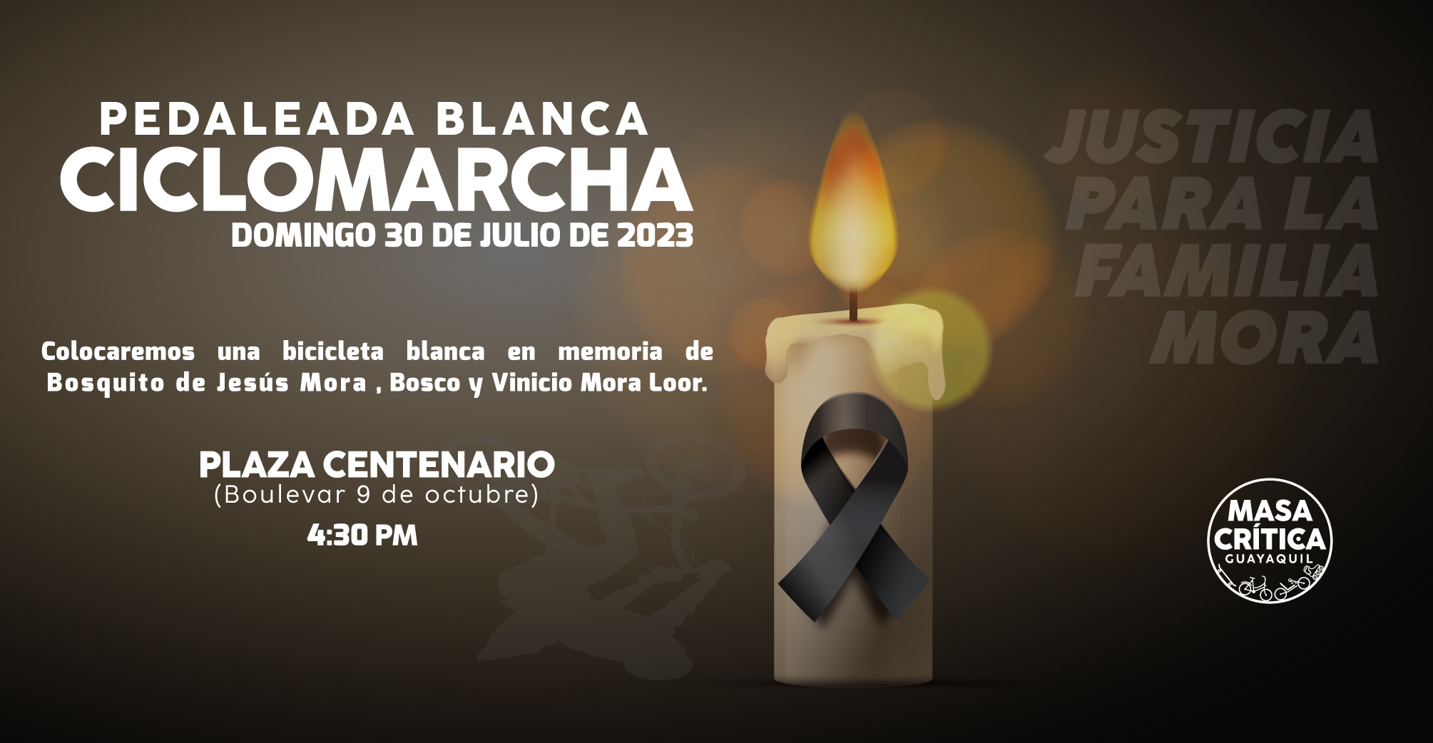 Con bicicleta blanca, Masa Crítica Guayaquil recordará a los tres biciusuarios asesinados en vía a la costa
